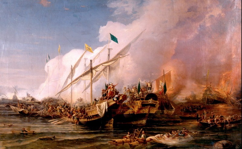 Османский адмирал Хайреддин Барбаросса разбил флот Священной лиги в битве у Превезы в 1538 году. Художник Оганес Умед Бехзад