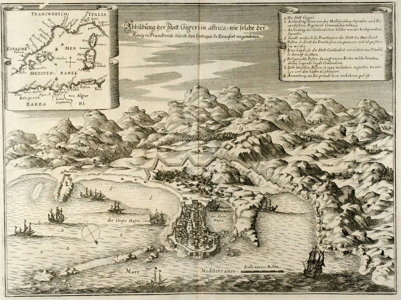 Карта порта Джиджелли и высадка французов